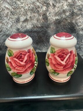 Vintage Regal Rose ESD Salt and Pepper shakers. Hand Painted